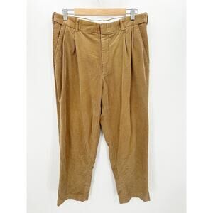 Lands' End Mens Traditional Fit Khaki Tan Corduroy Pants Size 34 Neutral Office